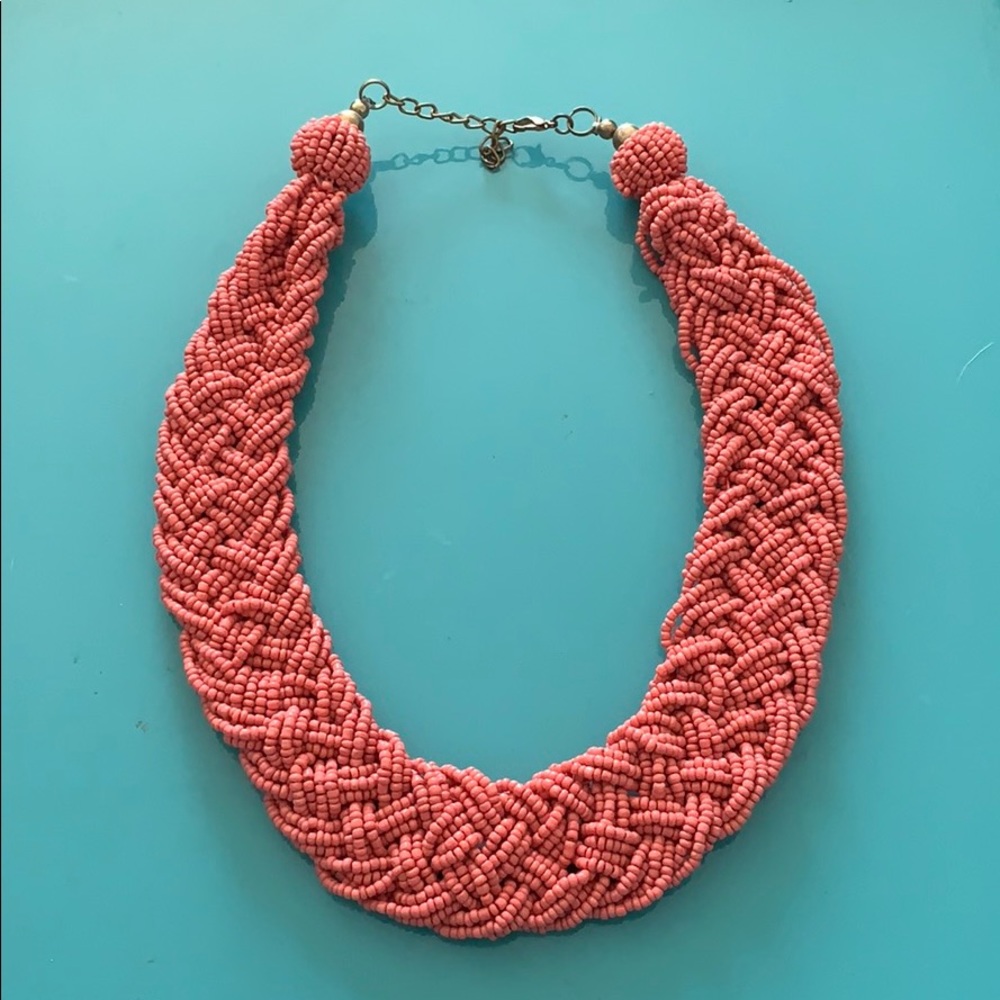 Coral braided necklace